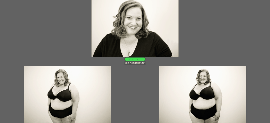 Black and white images of Jen McLellan doing the The 4th Trimester Bodies Project