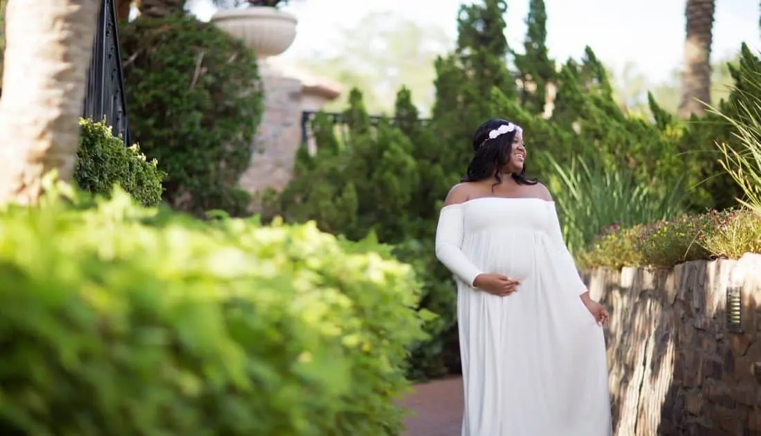 white plus size maternity gown
