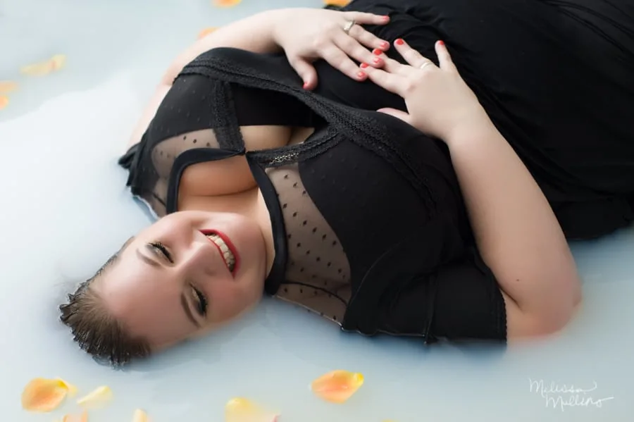 the Plus Size Milk Bath Boudoir Photo