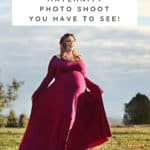 plus size pregnant woman in maroon dress