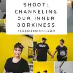 plus size maternity photo shoot couple wearing Star Wars shirts