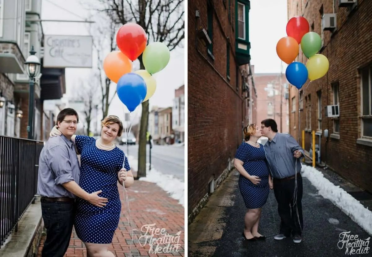 plus size maternity photos with balloons 