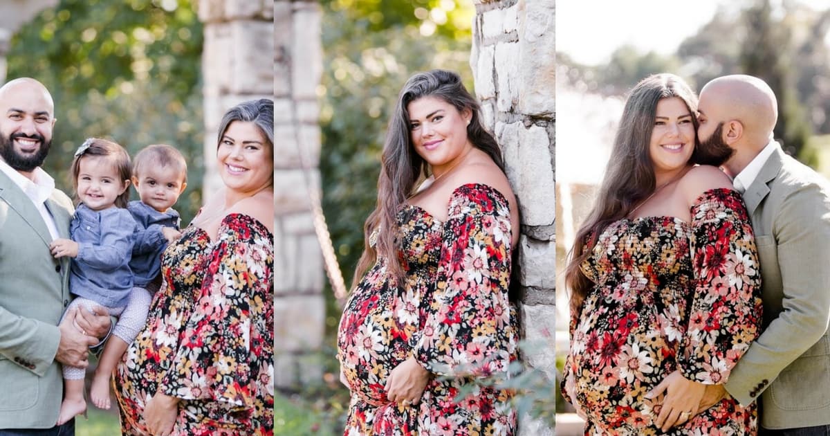 family photos of a plus size pregnant woman having maternity photos taken 