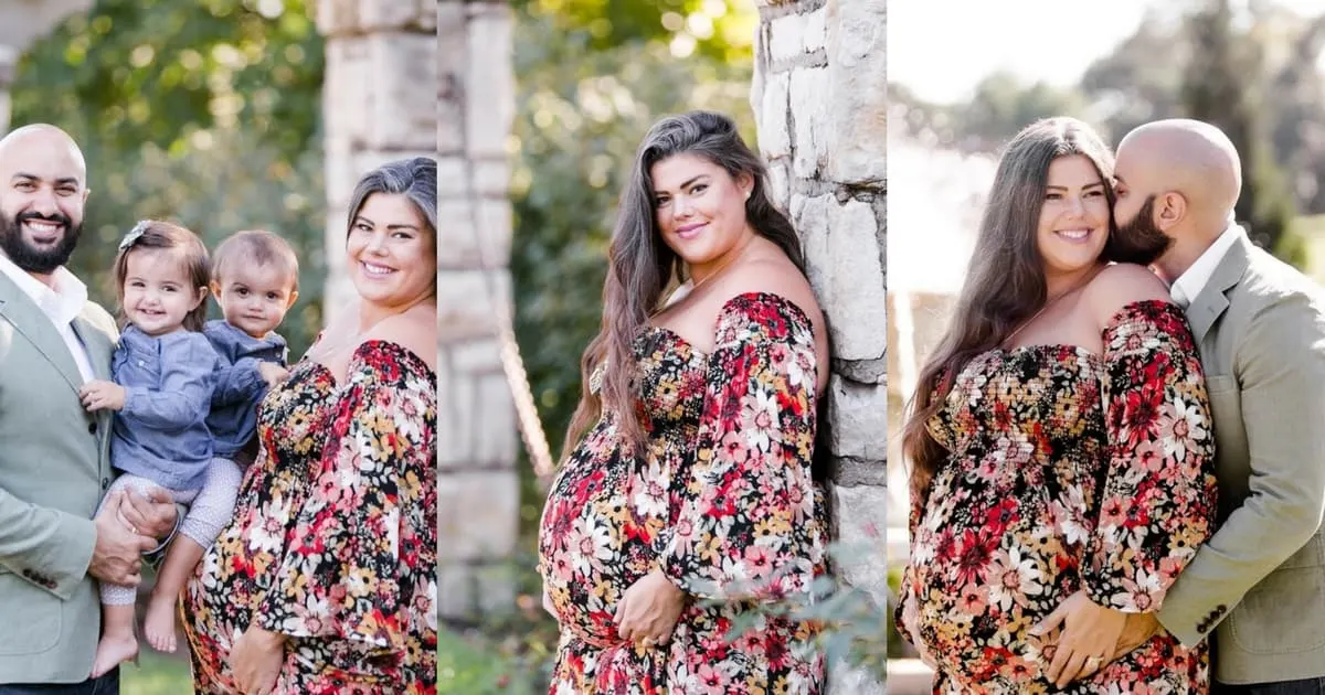 family photos of a plus size pregnant woman having maternity photos taken 