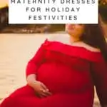 plus size pregnant woman wearing a red dress