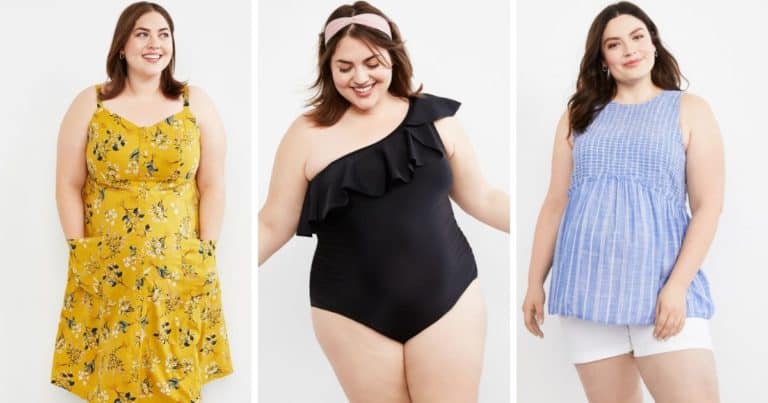 three women wearing plus size maternity clothes from Motherhood Maternity