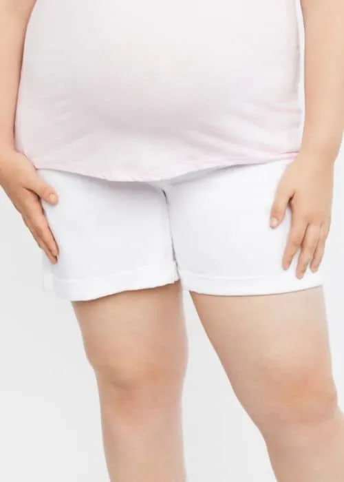 Plus Size Secret Fit Belly Roll Hem Maternity Shorts