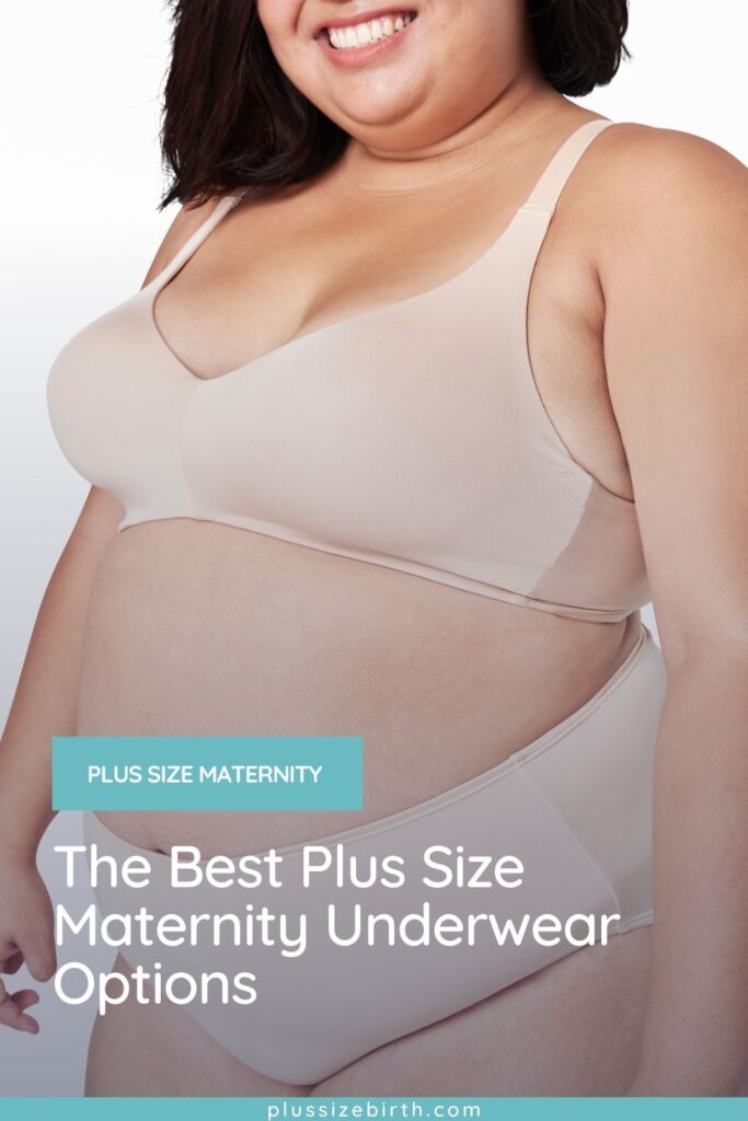 plus size pregnant woman wearing plus size maternity underwear 