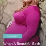 plus size pregnant woman wearing pink plus size maternity dress