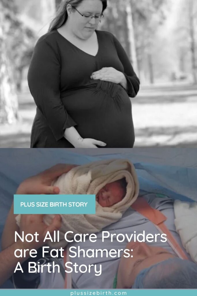 plus size pregnant woman and a plus size woman after having a c-section 