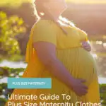 plus size pregnant woman wearing a yellow plus size maternity dress