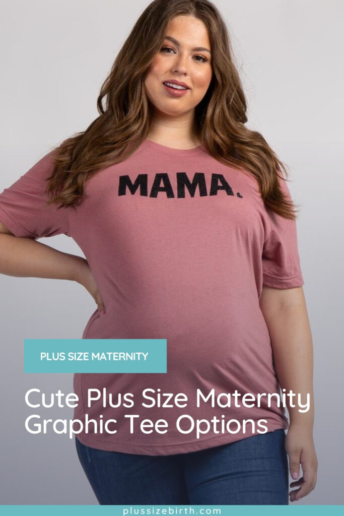 plus size woman wearing Plus Size Maternity Graphic Tee 