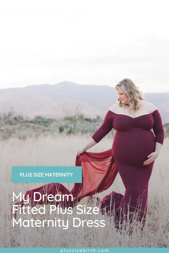 plus size woman wearing a fitted plus size maternity dress 