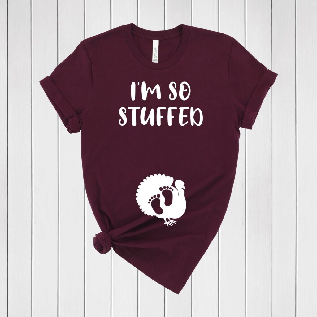 I'm So Stuffed Plus Size Pregnancy Announcement Shirt 