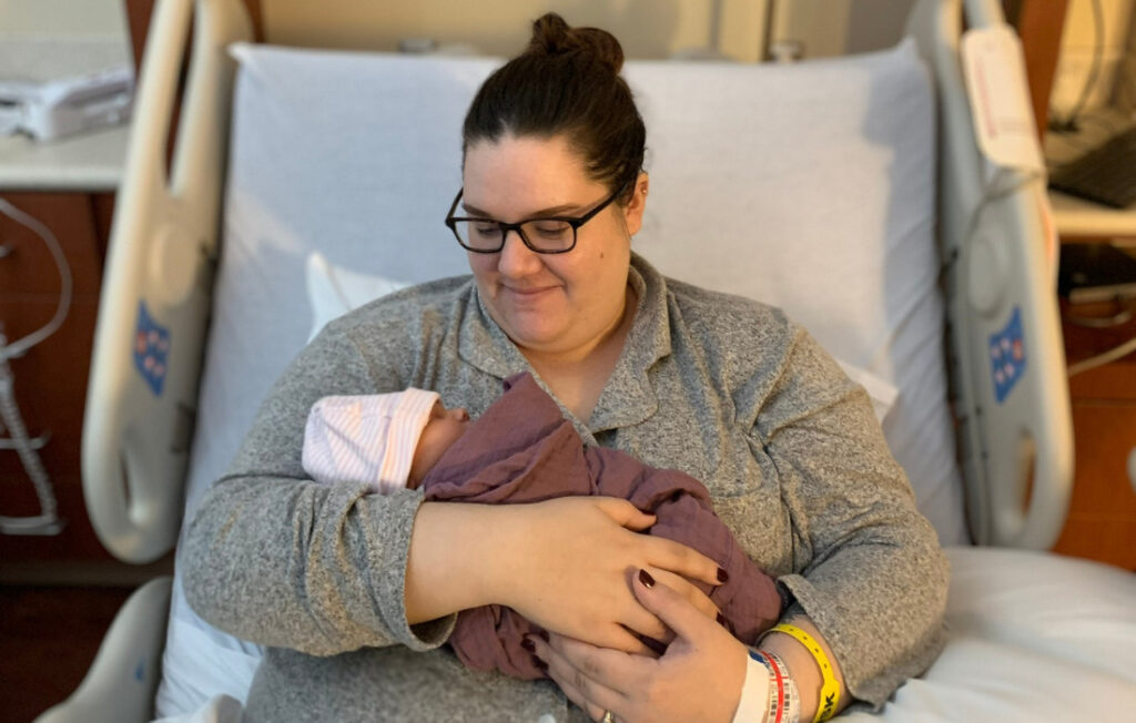 plus size woman after giving birth
