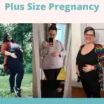 three plus size pregnant women during the second trimester