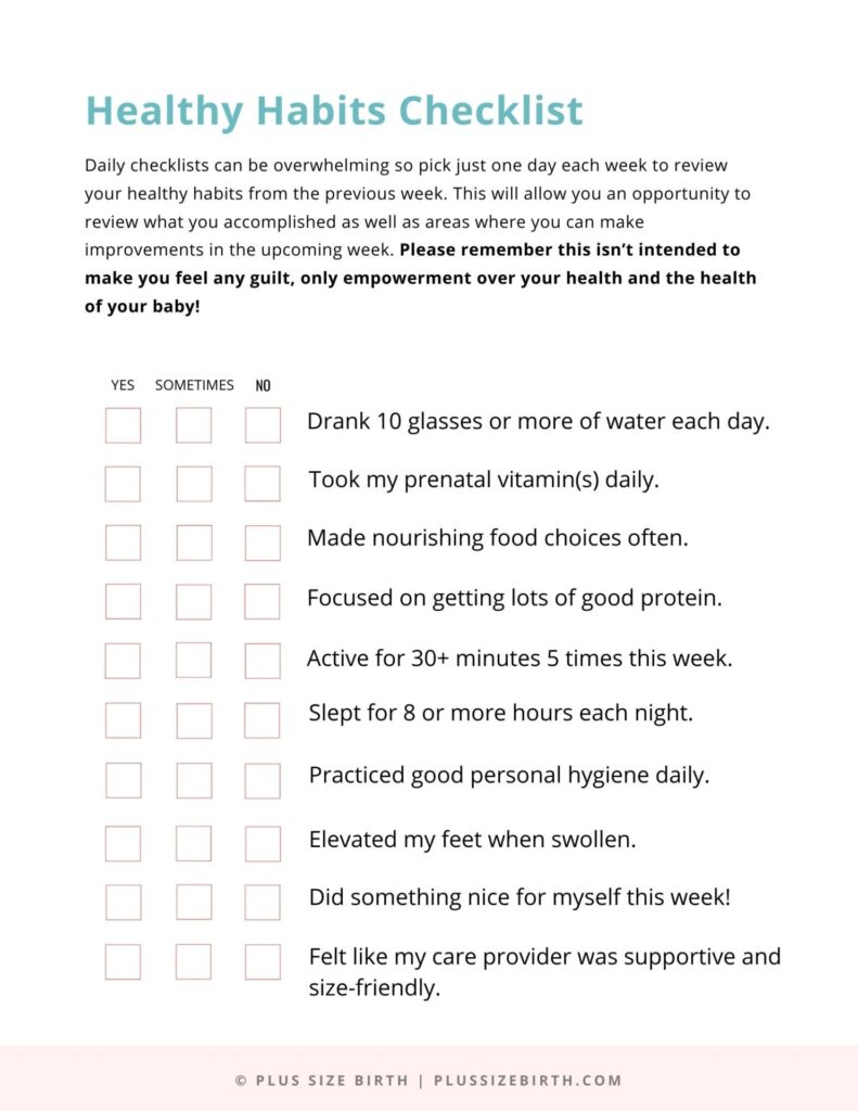 Healthy Habits Checklist