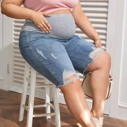 Jean Shorts Plus Size Maternity