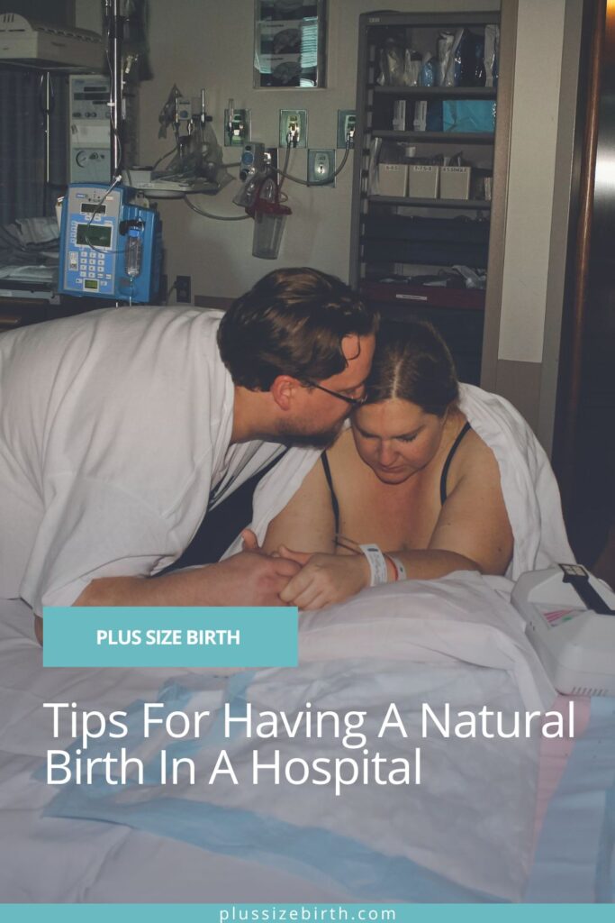 plus size woman having a natural birth in a hospital 