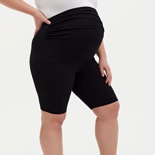 Black Plus Size Maternity Biker Shorts