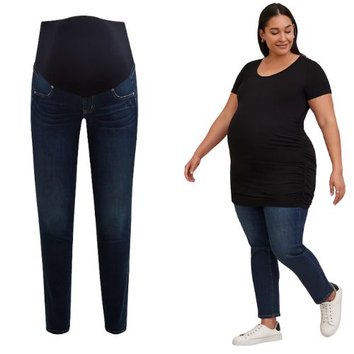 Torrid Maternity Jeans Boyfriend Dark Wash 