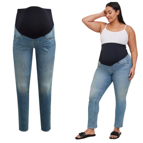 Torrid Maternity Jeans Boyfriend Light Wash 