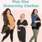 three plus size women wearing maternity clothes