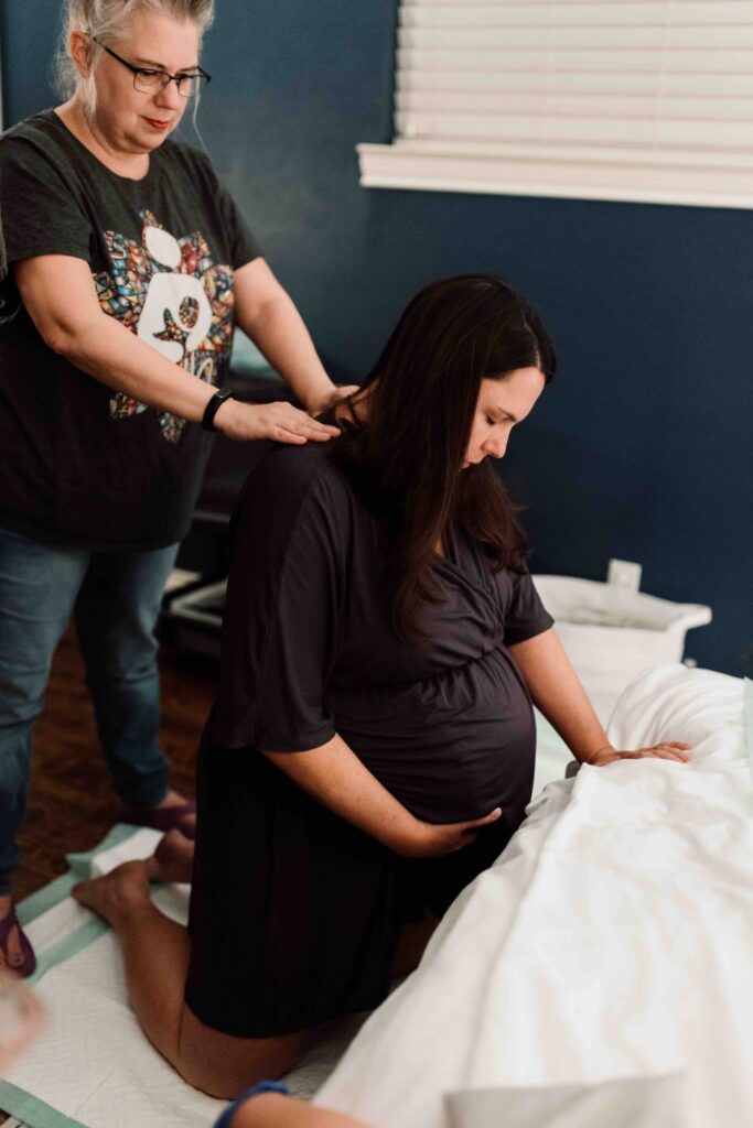 plus size woman supported by a size-friendly doula