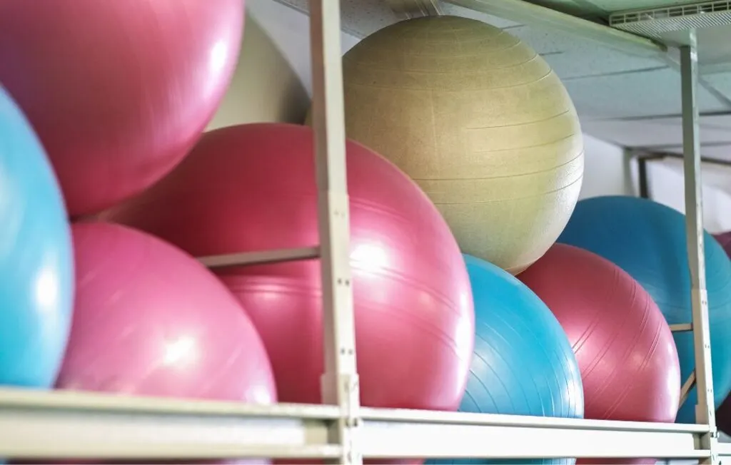 colorful exercise balls for pregnancy exercise