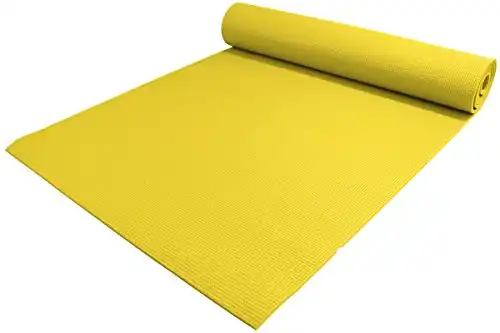 YogaAccessories 1/4" Thick High-Density Deluxe Non-Slip Exercise Pilates & Yoga Mat, Yellow