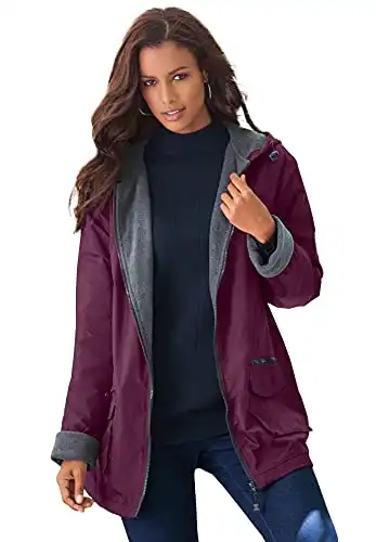 Roaman's Women's Plus Size Hooded All-Weather Jacket