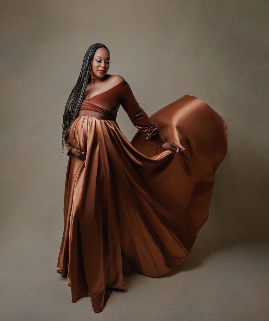 Satin and Velvet Maternity Gown XL - 5X